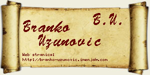 Branko Uzunović vizit kartica